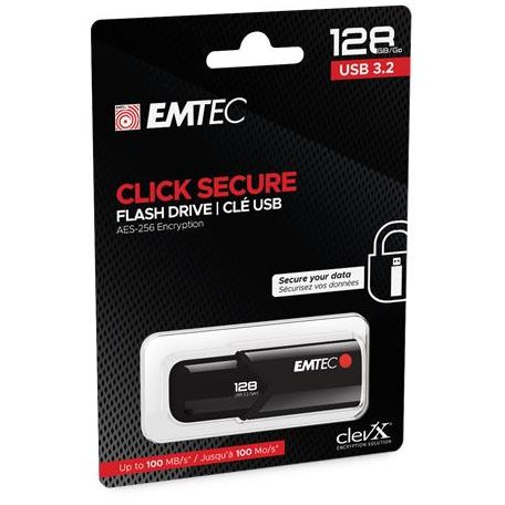 EMTEC Pendrive, 128GB, USB 3.2, titkosított, EMTEC "B120 Click Secure"
