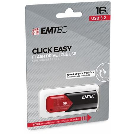 EMTEC Pendrive, 16GB, USB 3.2, EMTEC "B110 Click Easy", fekete-piros