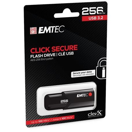 EMTEC Pendrive, 256GB, USB 3.2, titkosított, EMTEC "B120 Click Secure"
