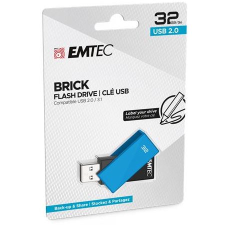 EMTEC Pendrive, 32GB, USB 2.0, EMTEC "C350 Brick", kék