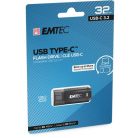 EMTEC Pendrive, 32GB, USB-C 3.2, EMTEC "D400 Type-C", fekete