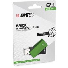   EMTEC Pendrive, 64GB, USB 2.0, EMTEC "C350 Brick", zöld