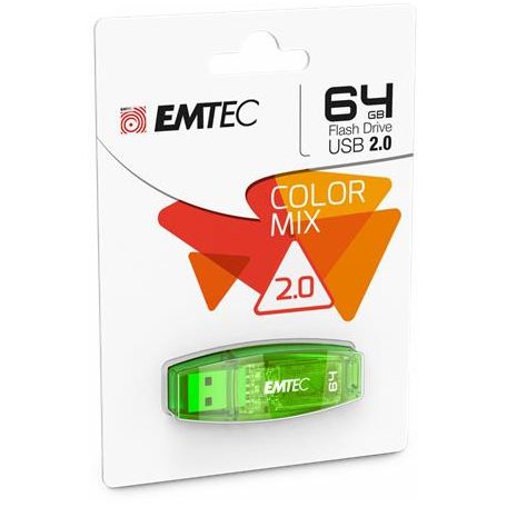 EMTEC Pendrive, 64GB, USB 2.0, EMTEC "C410 Color", zöld