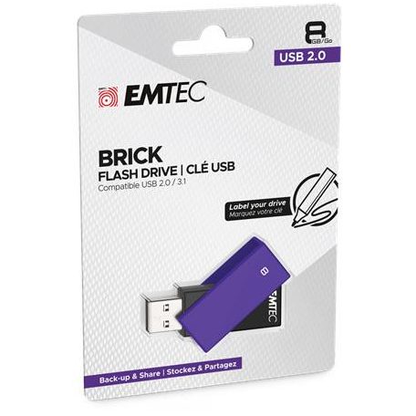 EMTEC Pendrive, 8GB, USB 2.0, EMTEC "C350 Brick", lila