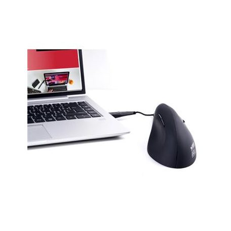 URBAN FACTORY Egér, vezetékes, vertikális, USB, URBAN FACTORY "Ergo Next", fekete