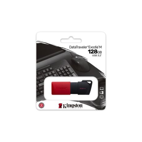 KINGSTON Pendrive, 128GB, USB 3.2, KINGSTON "Exodia M", fekete-piros