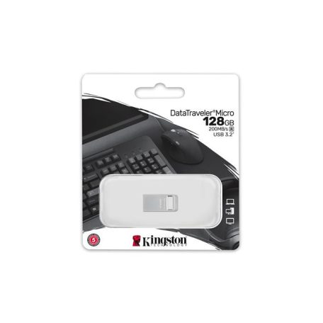 KINGSTON Pendrive, 128GB, USB 3.2, 200MB, fém, KINGSTON "DT Micro Gen2"