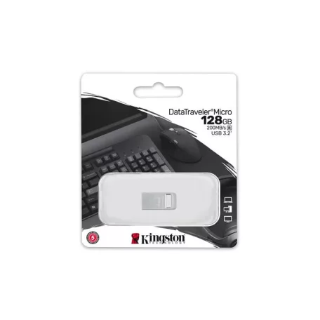 KINGSTON Pendrive, 128GB, USB 3.2, 200MB, fém, KINGSTON "DT Micro Gen2"