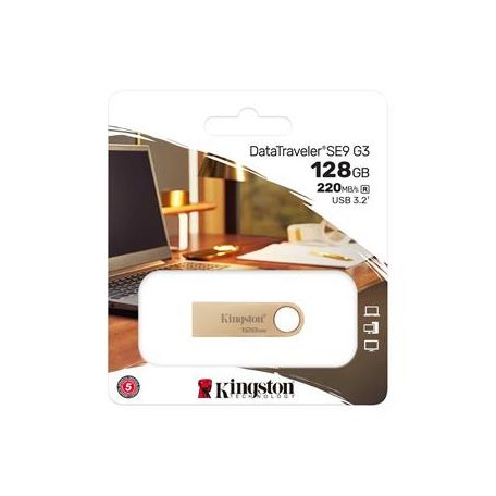 KINGSTON Pendrive, 128GB, USB 3.2 Gen1, KINGSTON "DataTraveler SE9 G3", arany