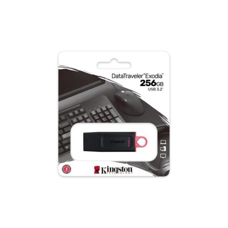 KINGSTON Pendrive, 256GB, USB 3.2, KINGSTON "DataTraveler Exodia", fekete-rózsaszín