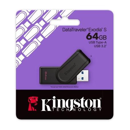 KINGSTON Pendrive, 64GB, USB 3.2 Gen1, KINGSTON "DataTraveler Exodia S", fekete
