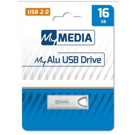MYMEDIA Pendrive, 16GB, USB 2.0, alumínium ház, MYMEDIA "Alu" (by VERBATIM)