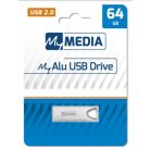 MYMEDIA Pendrive, 64GB, USB 2.0, alumínium ház, MYMEDIA "Alu" (by VERBATIM)