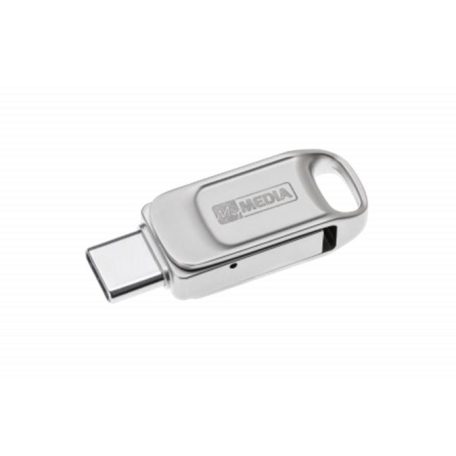 MYMEDIA Pendrive, 64GB, USB 2.0 + USB-C, alumínium ház, MYMEDIA "Dual" (by VERBATIM)