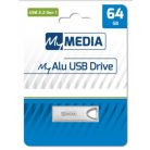 MYMEDIA Pendrive, 64GB, USB 3.2 Gen1, alumínium ház, MYMEDIA "Alu" (by VERBATIM)