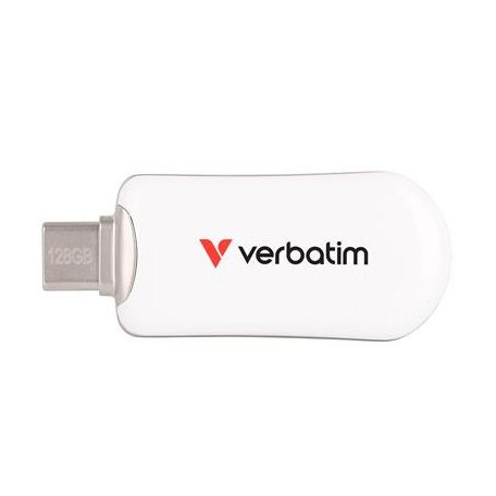 VERBATIM Pendrive, 128GB, USB-C 3.2 Gen1, VERBATIM "Plectra", fehér