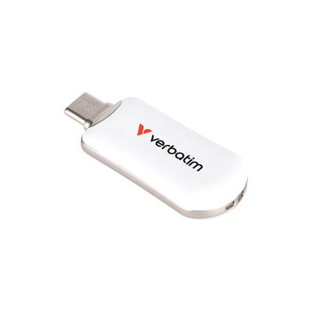 VERBATIM Pendrive, 128GB, USB-C 3.2 Gen1, VERBATIM "Plectra", fehér