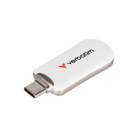 VERBATIM Pendrive, 128GB, USB-C 3.2 Gen1, VERBATIM "Plectra", fehér