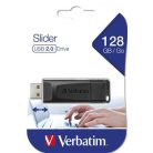 VERBATIM Pendrive, 128GB, USB 2.0, VERBATIM "Slider", fekete