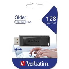   VERBATIM Pendrive, 128GB, USB 2.0, VERBATIM "Slider", fekete