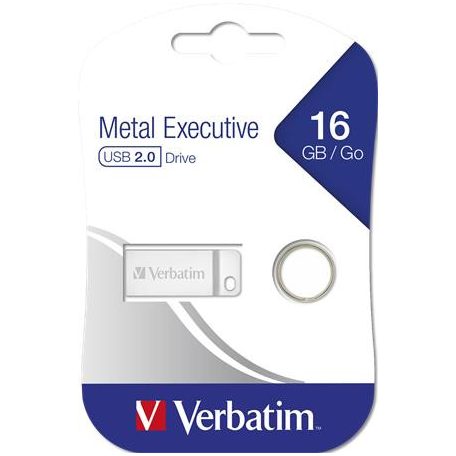VERBATIM Pendrive, 16GB, USB 2.0, VERBATIM "Executive Metal", ezüst