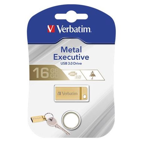VERBATIM Pendrive, 16GB, USB 3.2, VERBATIM "Executive Metal" arany
