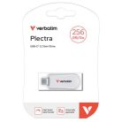 VERBATIM Pendrive, 256GB, USB-C 3.2 Gen1, VERBATIM "Plectra", fehér