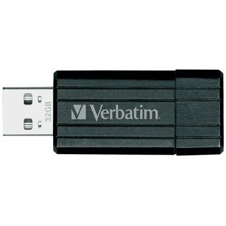 VERBATIM Pendrive, 32GB, USB 2.0, 10/4MB/sec, VERBATIM "PinStripe", fekete