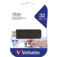  VERBATIM Pendrive, 32GB, USB 2.0, VERBATIM "Slider", fekete