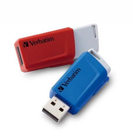 VERBATIM Pendrive, 2 x 32GB, USB 3.2, 80/25MB/sec, VERBATIM "Store n Click", piros, kék
