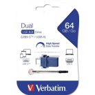 VERBATIM Pendrive, 64GB, USB 3.2+USB-C adapter, VERBATIM "Dual"