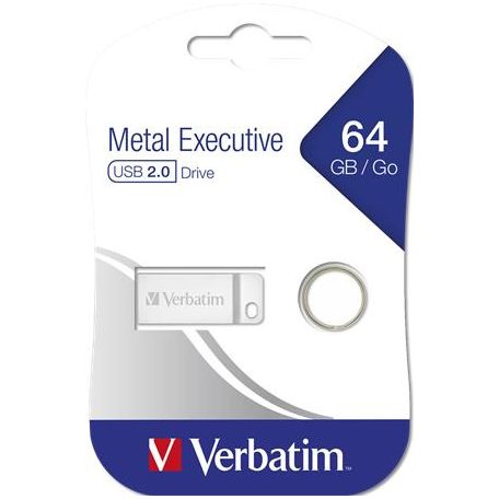 VERBATIM Pendrive, 64GB, USB 2.0,  VERBATIM "Executive Metal", ezüst