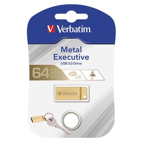 VERBATIM Pendrive, 64GB, USB 3.2, VERBATIM "Executive Metal", arany