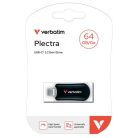 VERBATIM Pendrive, 64GB, USB-C 3.2 Gen1, VERBATIM "Plectra", fekete