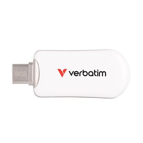 VERBATIM Pendrive, 64GB, USB-C 3.2 Gen1, VERBATIM "Plectra", fehér