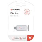 VERBATIM Pendrive, 64GB, USB-C 3.2 Gen1, VERBATIM "Plectra", fehér