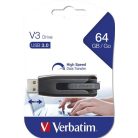 VERBATIM Pendrive, 64GB, USB 3.2, 80/25 MB/s, VERBATIM "V3", fekete-szürke
