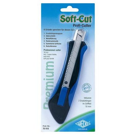 WEDO Univerzális kés, 18 mm, WEDO "Soft-cut", kék/fekete