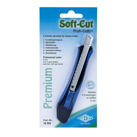 WEDO Univerzális kés, 9 mm, WEDO "Soft-cut", kék/fekete