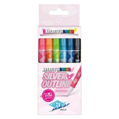   WEDO Filctoll készlet, 1-2 mm, metál ezüst, WEDO, 6 különböző színű kontúrral