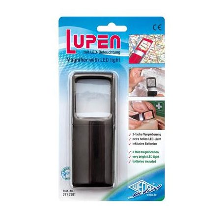 WEDO Nagyító, 35x38 mm, LED fénnyel, WEDO, fekete