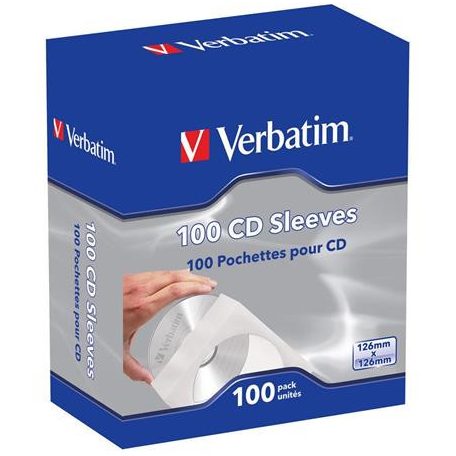 VERBATIM CD/DVD boríték, papír, ablakos, bebújtatós fül, VERBATIM, fehér