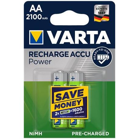 VARTA Tölthető elem, AA ceruza, 2x2100 mAh, előtöltött, VARTA "Power"