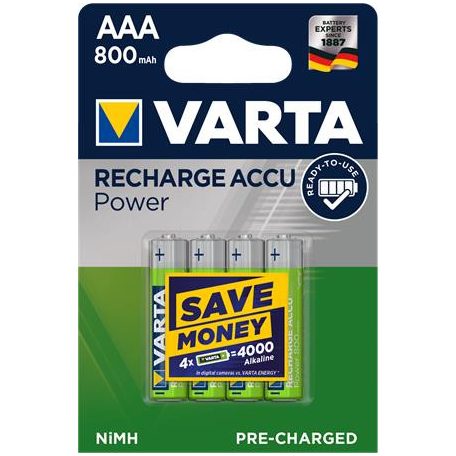 VARTA Tölthető elem, AAA mikro, 4x800 mAh, előtöltött, VARTA "Power"