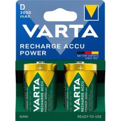   VARTA Tölthető elem, D góliát, 2x3000mAh, előtöltött, műanyagmentes, VARTA "Power"
