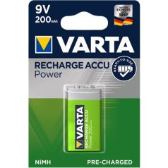   VARTA Tölthető elem, 9V, 1x200 mAh, előtöltött, VARTA "Power"