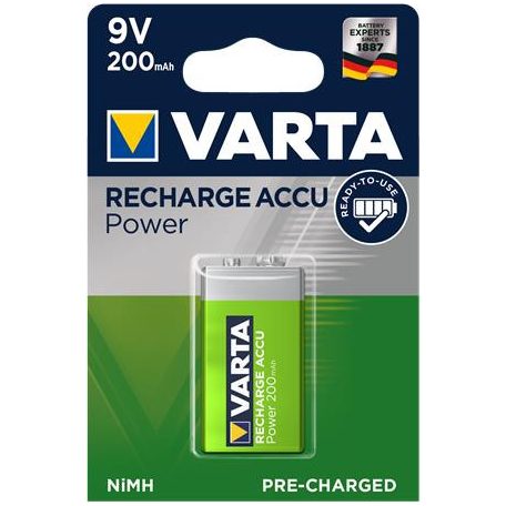 VARTA Tölthető elem, 9V, 1x200 mAh, előtöltött, VARTA "Power"