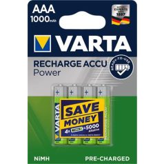   VARTA Tölthető elem, AAA mikro, 4x1000 mAh, előtöltött, VARTA "Power"