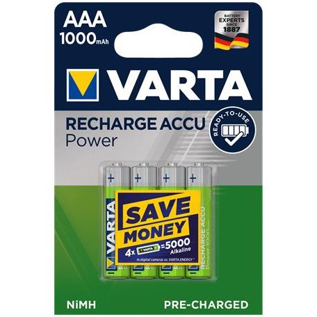 VARTA Tölthető elem, AAA mikro, 4x1000 mAh, előtöltött, VARTA "Power"