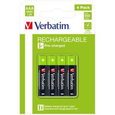 VERBATIM Tölthető elem, AAA mikro, 4x950 mAh, VERBATIM